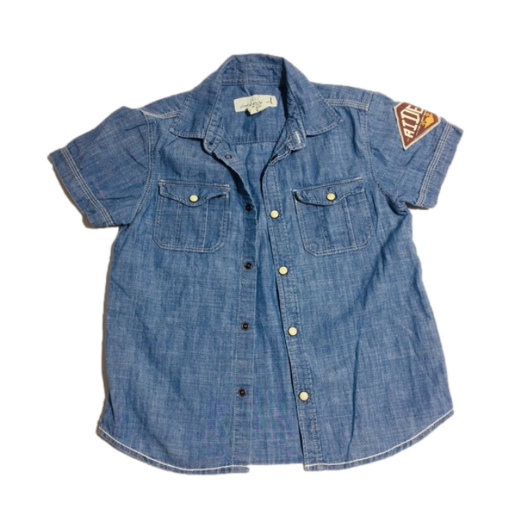 𝅺h&m boy’s short sleeve button down shirt‎